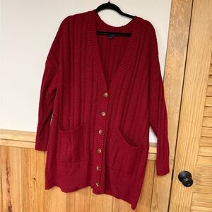 Torrid Red Button-Up Cardigan Sweater